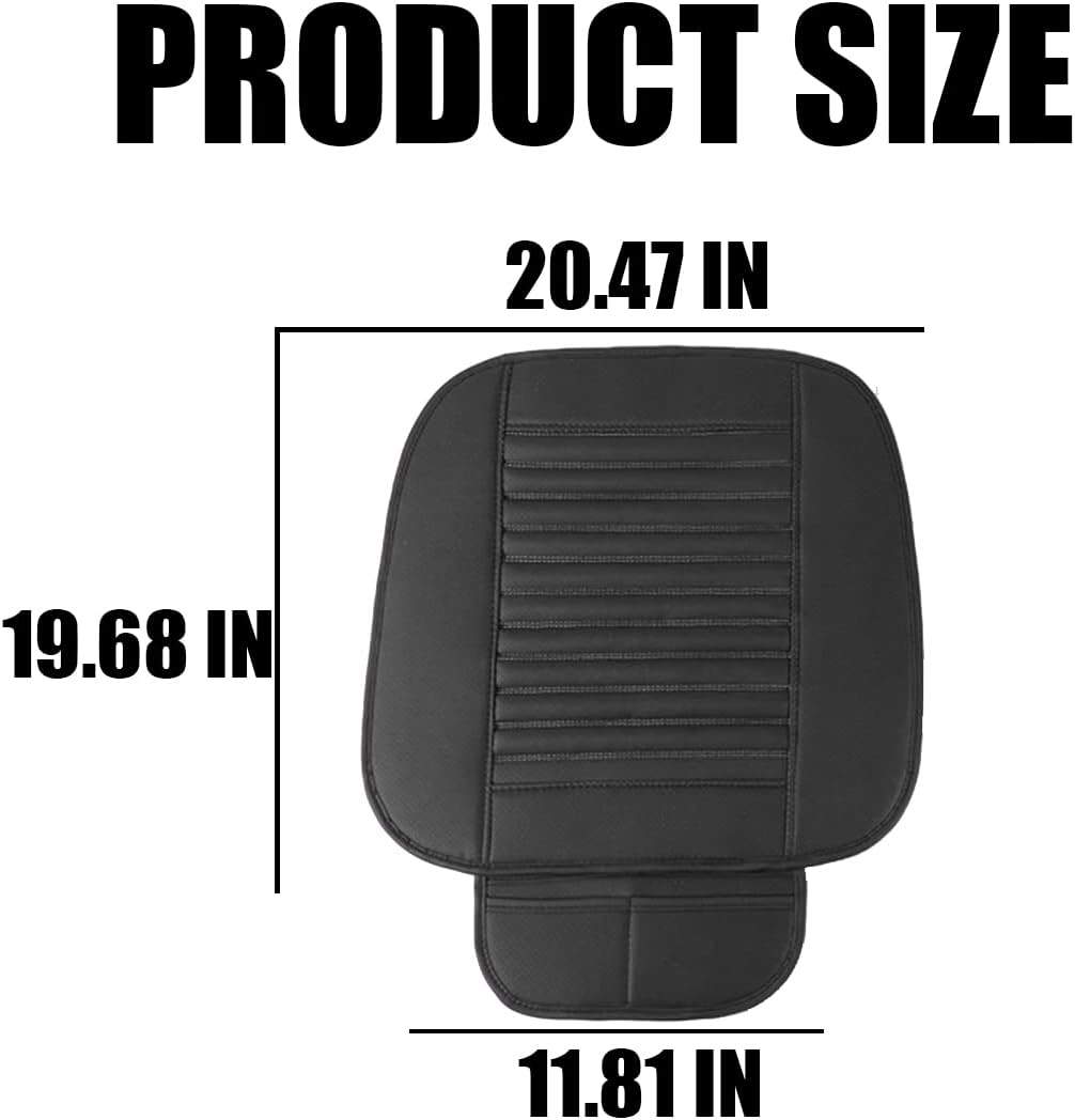 2 Pack Car Seat Covers for Front Seats, Breathable Leather Cushion Protector, Anti-Slip Driver Seat Padded with Storage Pockets, Auto Interior Decoration for Most Vehicles (Black)
