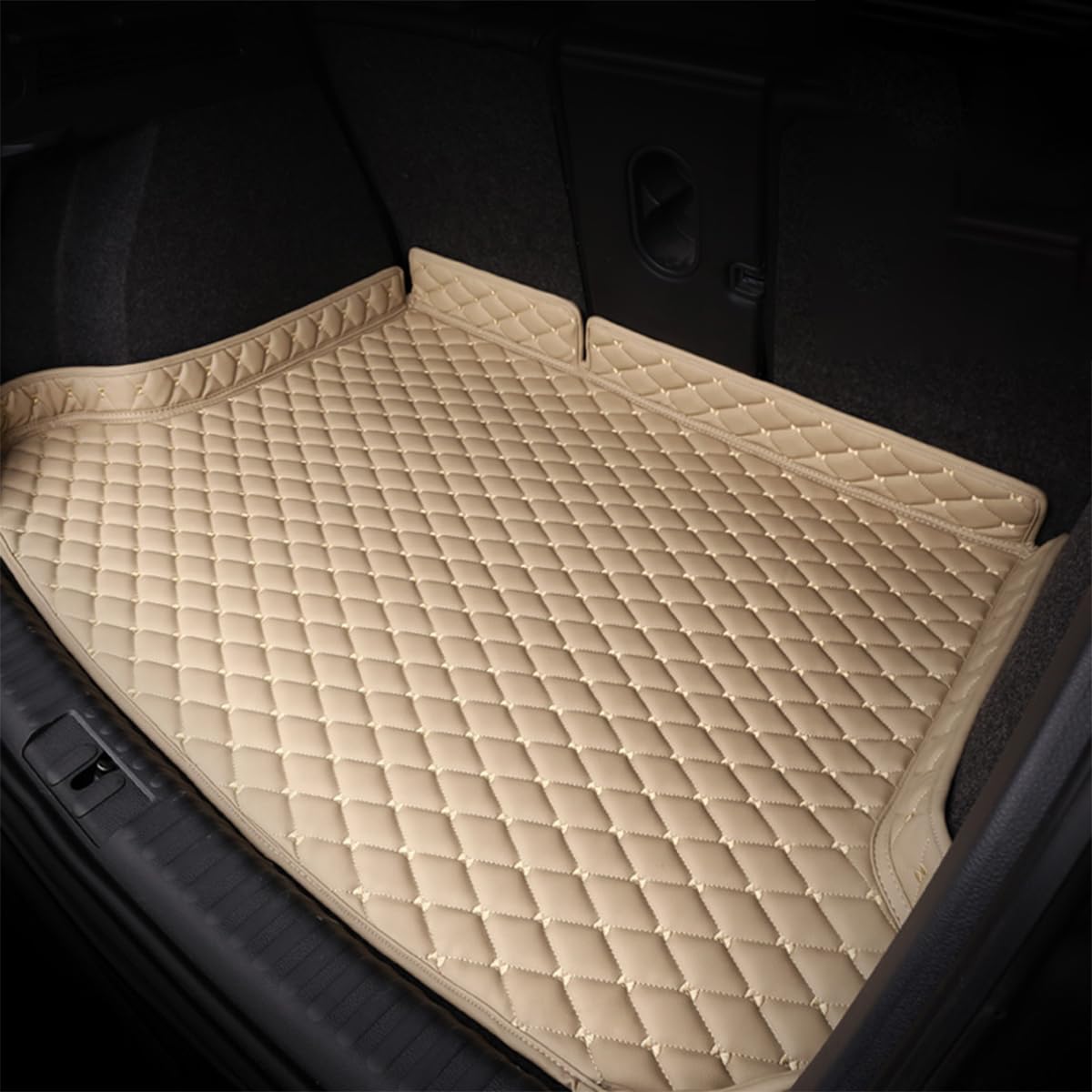 Car Trunk Mat for Lincoln  2018 2019 2020 2021 2022 2023 2024 2025 Anti Slip Wear Resistant Trunk Protection Mat Leather Cargo Liners for All Weather Trunk,Beige
