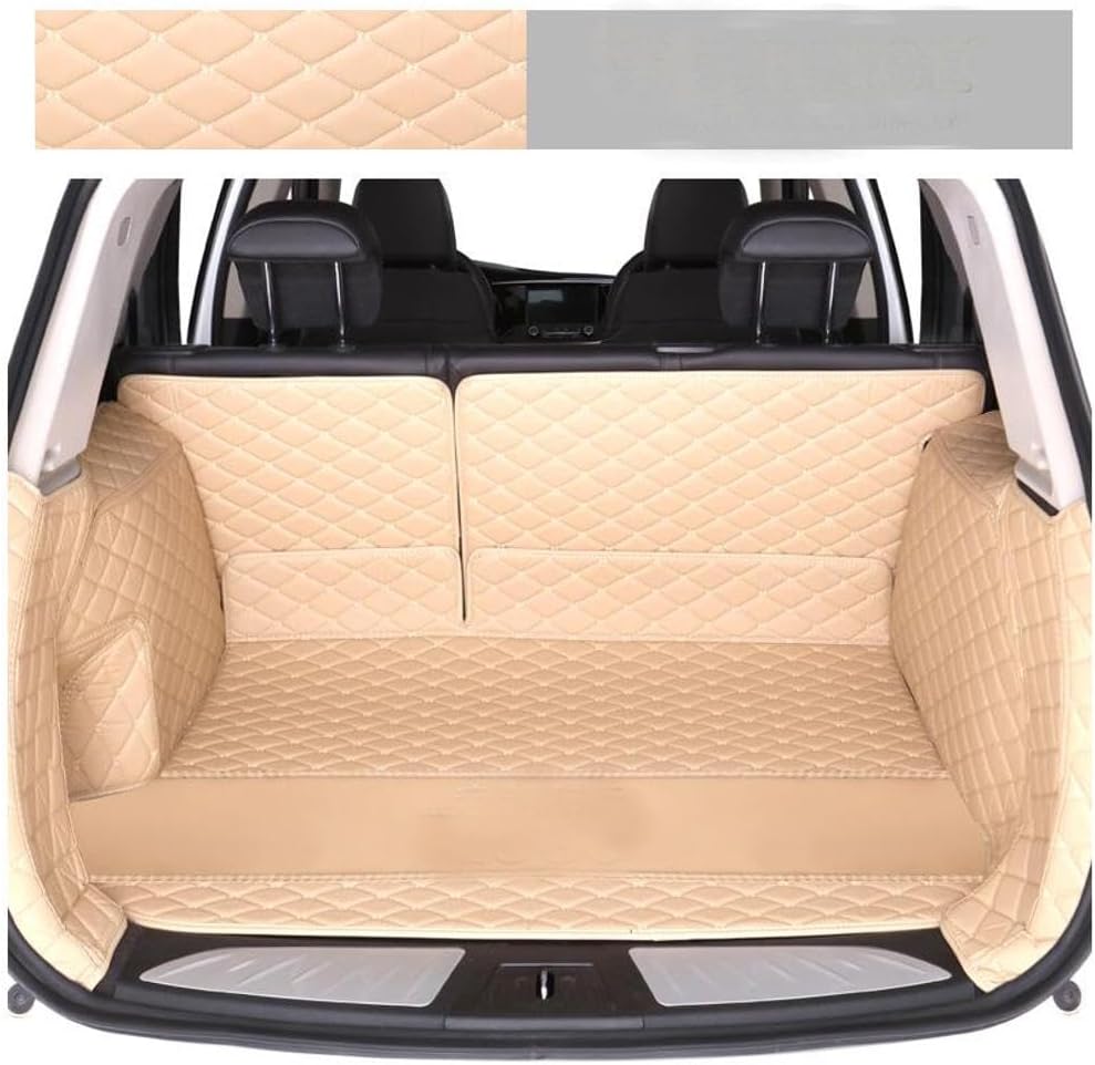 Trunk Liner Cargo Mats Custom for 95% Car Models Car Trunk Mats All Weather, Full Coverage Luxury Leather Protective (Beige,Full Surround)
