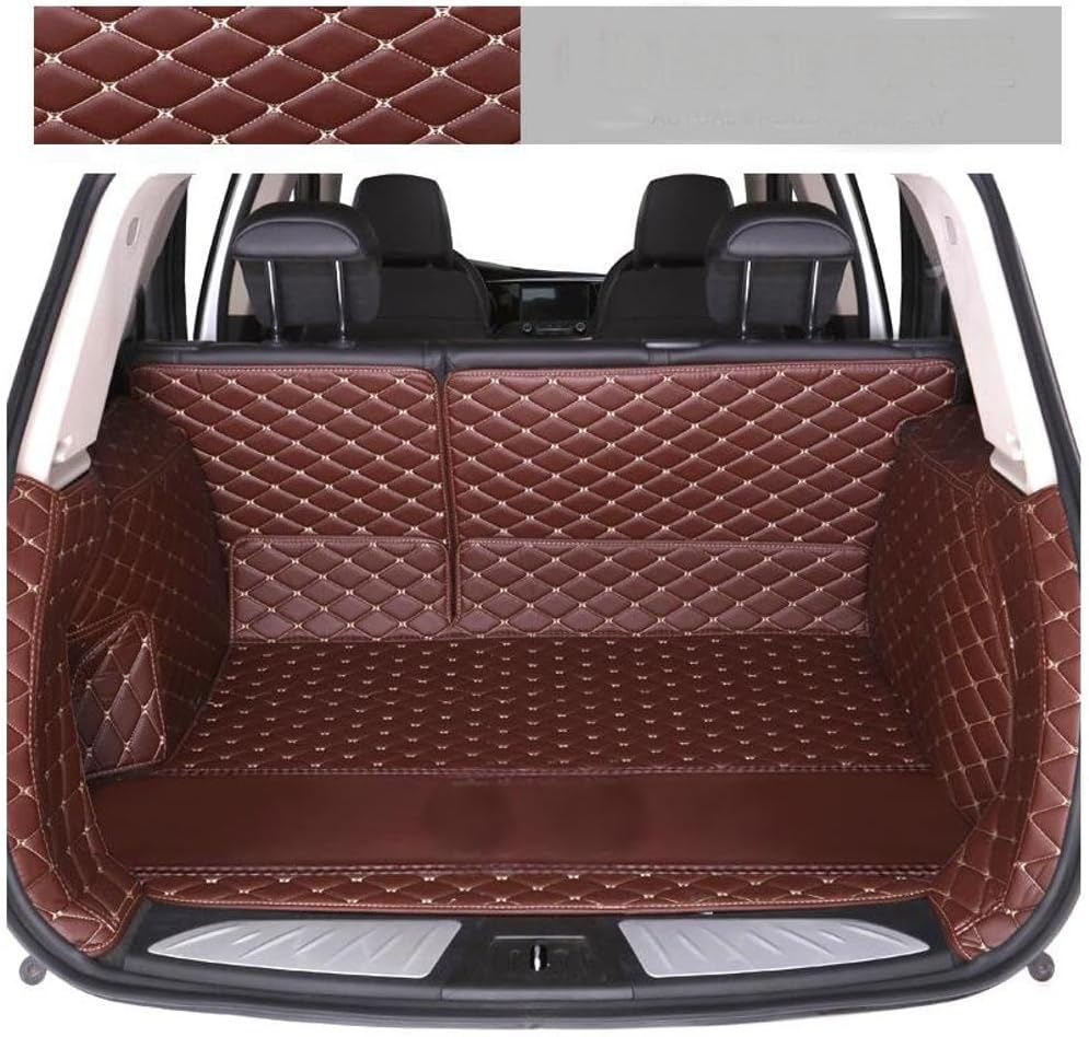 Trunk Liner Cargo Mats Custom for 95% Car Models Car Trunk Mats All Weather, Full Coverage Luxury Leather Protective (Brown,Full Surround)