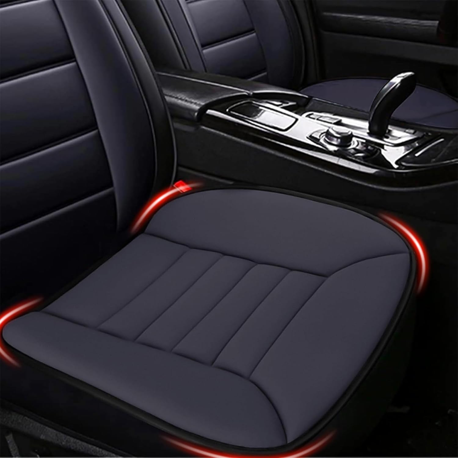 Car Seat Cushion Pad 1.2" Thick Comfort Seat Protector for Car Driver Seat Office Chair Home Use Memory Foam Seat Cushion with Non Slip Bottom, 20'' x 18.5'', Dark Gray