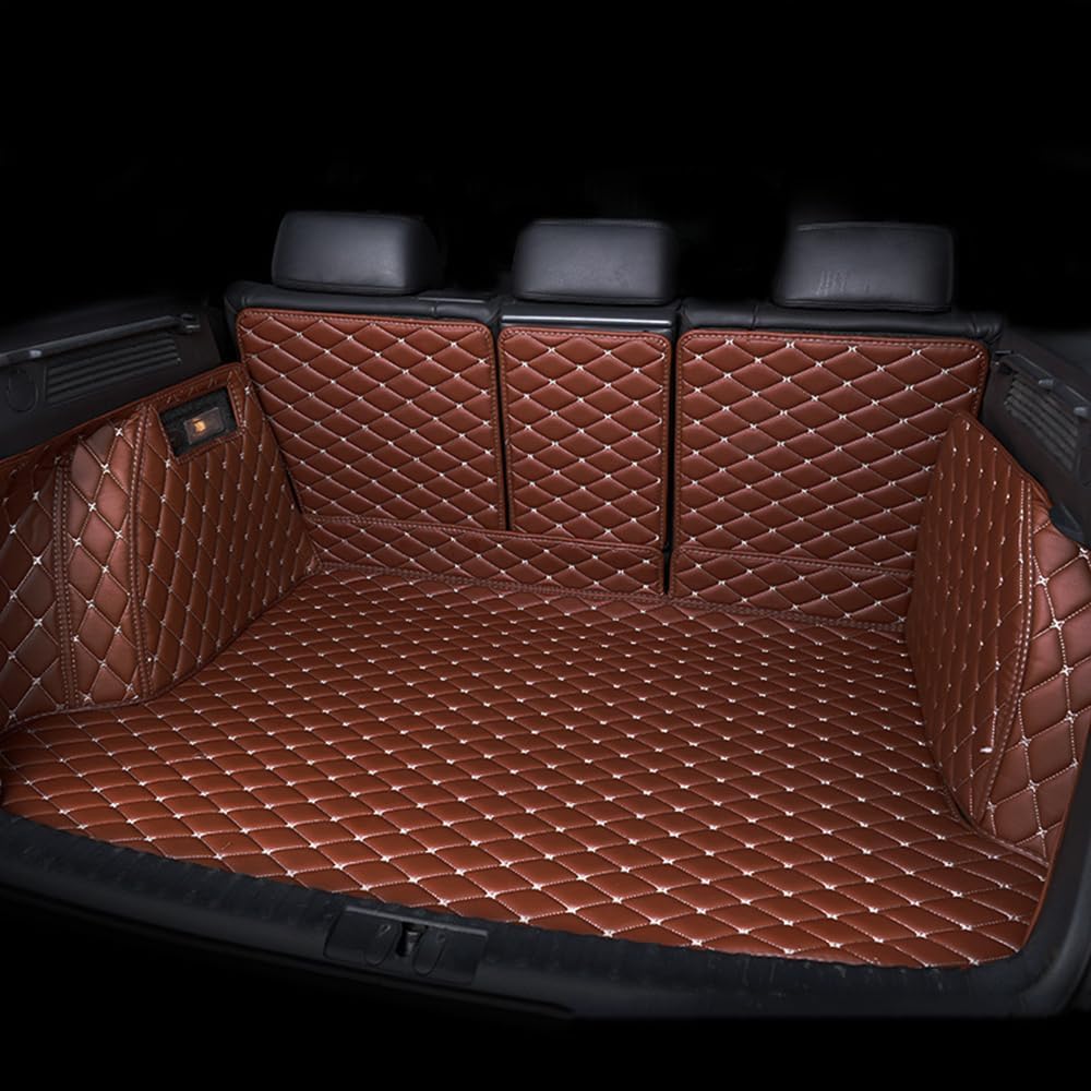 Car Leather Cargo Liners for   2011 2012 2013 2014 2015 2016 2017, Full Coverage All Weather Rear Trunk Liner Mats Protector Boot Mats,Coffee