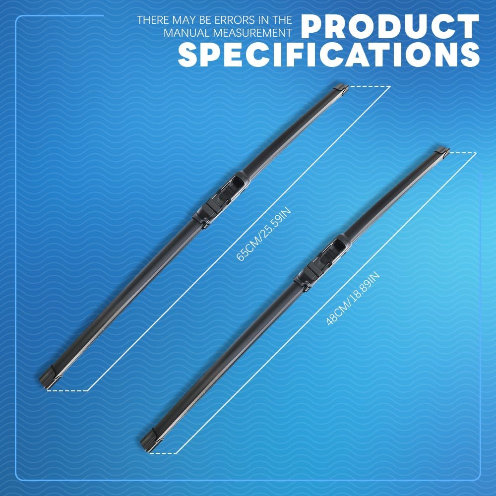 Windshield Wiper Blades, Premium All-Season Windshield Wiper Blades, Wiper Blades Easy Install & Durable Stable Quiet Universal Car Accessories for Most Car