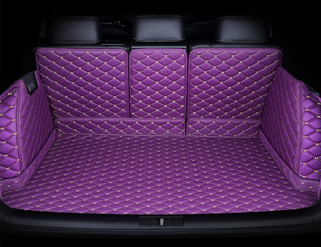 Custom Cargo Liner & 2nd Row Seat Back Protection Mats Fit for Most Sedan SUV Truck All Weather Faux Leather Full Coverage Car Trunk Liners with Backrest Mat Purple, NY2450810
