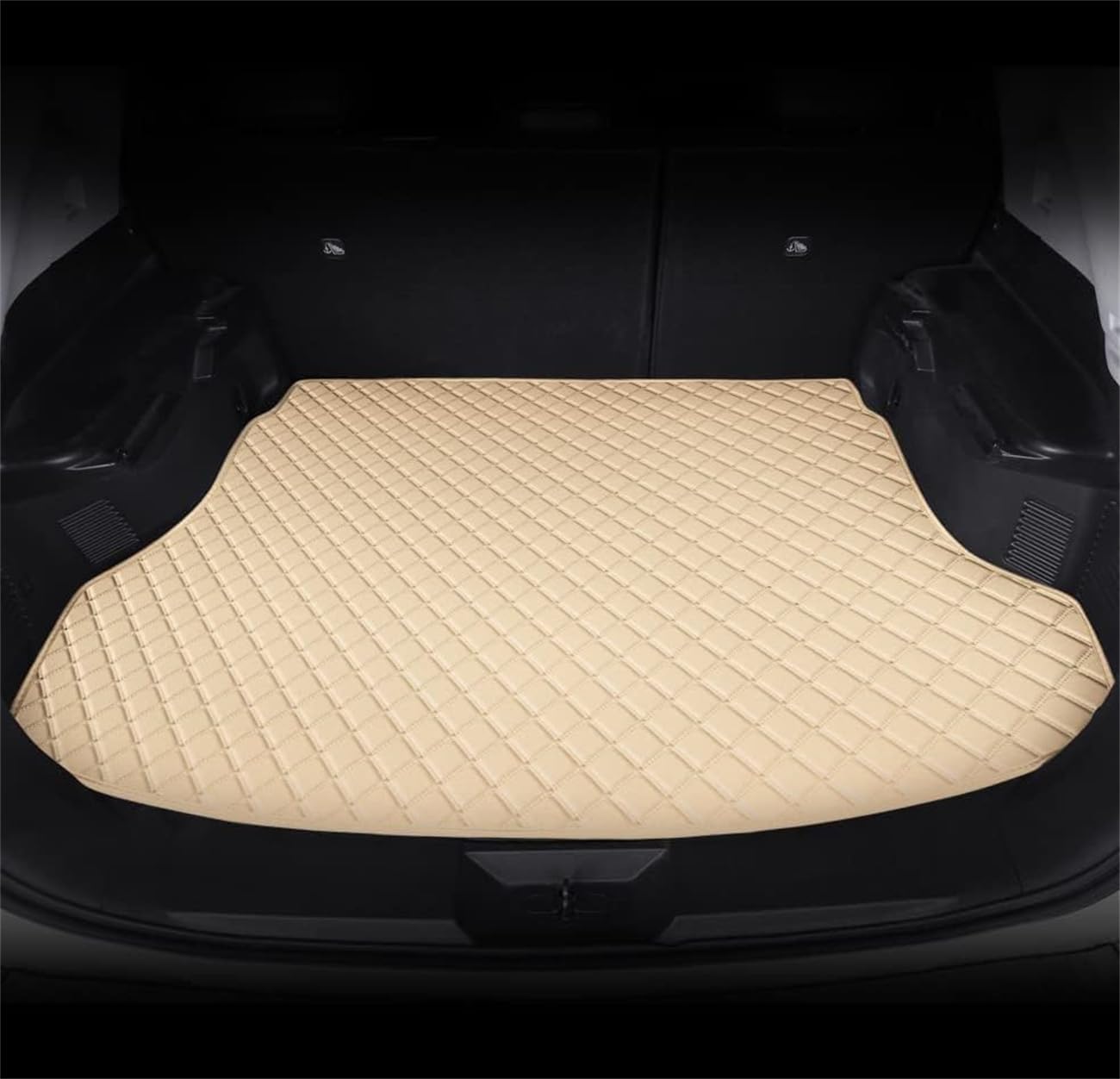 Custom Making Trunk Mats Cargo Mats Fit for 99.9% Sedan SUV All Weather Protection Leather Liners Trunk Mat Cargo Liners (Beige)