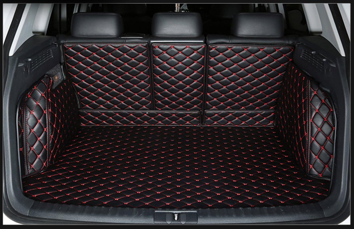 Dog Trunk Mats for 2016-2024 Mazda CX-5(40/20/40 Split) 3D Laser Measured Rear Cargo Mat+Backrest Mat+High Side Panels Black w/Red Stitching