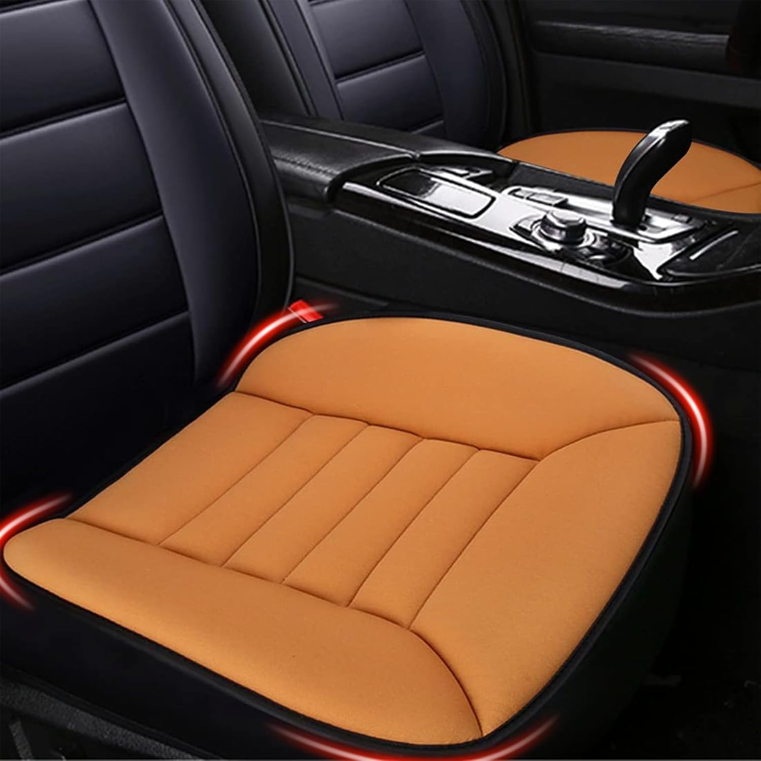 Car Seat Cushion Pad 1.2" Thick Comfort Seat Protector for Car Driver Seat Office Chair Home Use Memory Foam Seat Cushion with Non Slip Bottom, 20'' x 18.5'', Orange