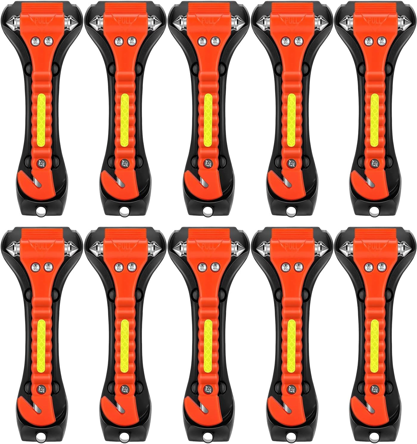 Car Safety Hammer 10 Pack, Car Emergency Escape Tool Car Window Glass Breaker and Seat Belt Cutter with Light Reflective Tape for Family Rescue, Life Saving Survival Kit