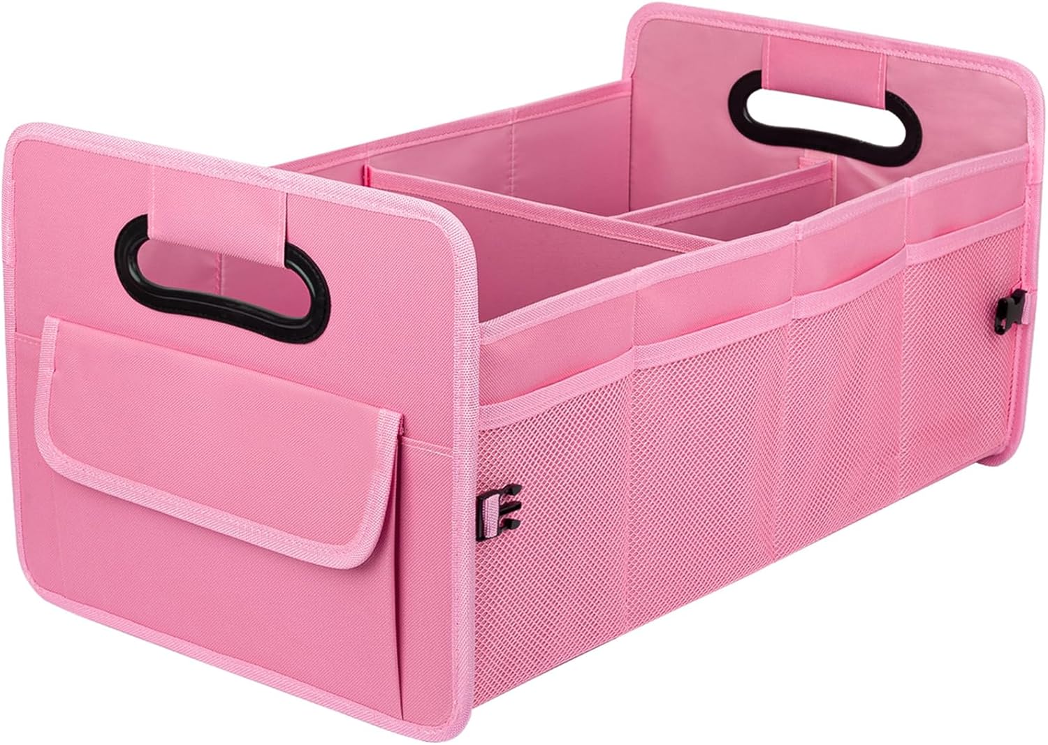 Car Trunk Organizer, Car Organizers and Storage Collapsible Multi Compartment Container Box, Adjustable Car Accessories for SUV Sedan Truck, Standard Size, Pink