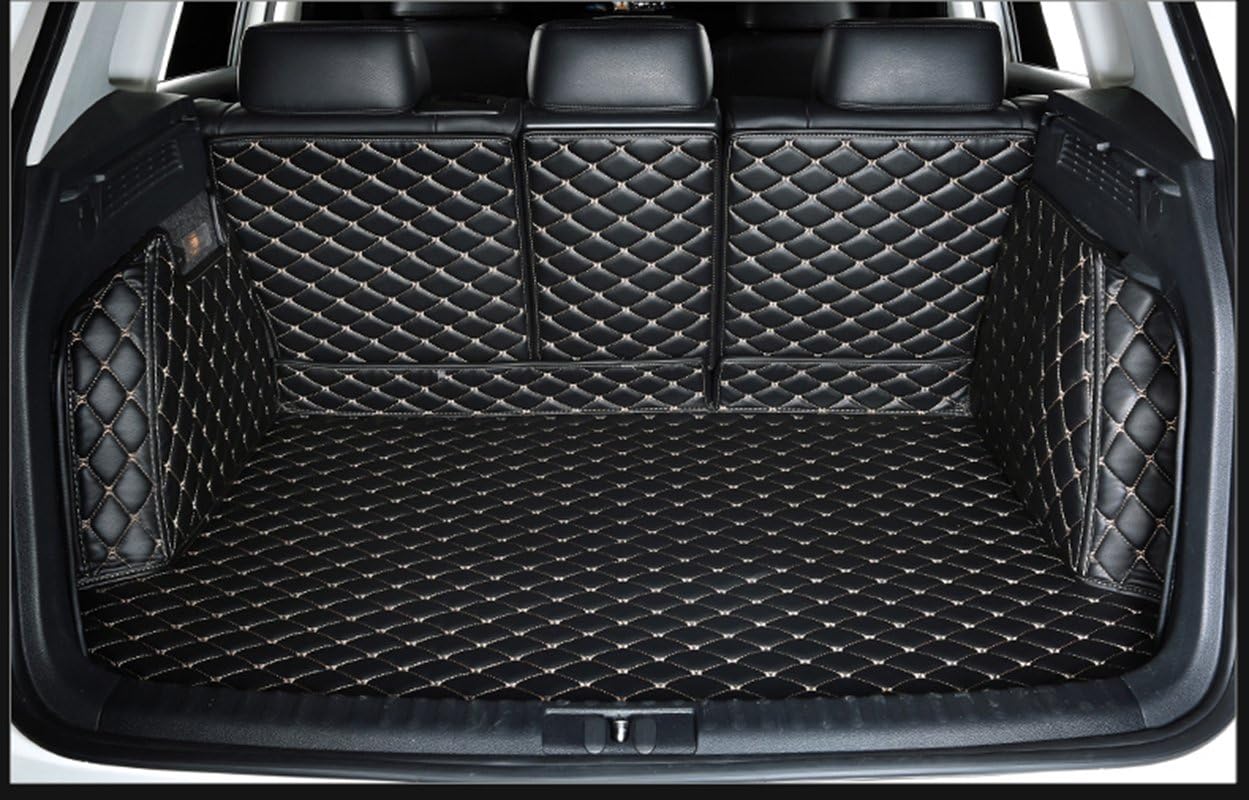 Large Coverage Trunk Cargo Liner for 2016-2024 Mazda CX-5(40/20/40 Split Backseat) - for Mazda CX5 Accessories(Cargo Liner+Backrest Mat+Both Side Panels) Black w/Gold Stitching