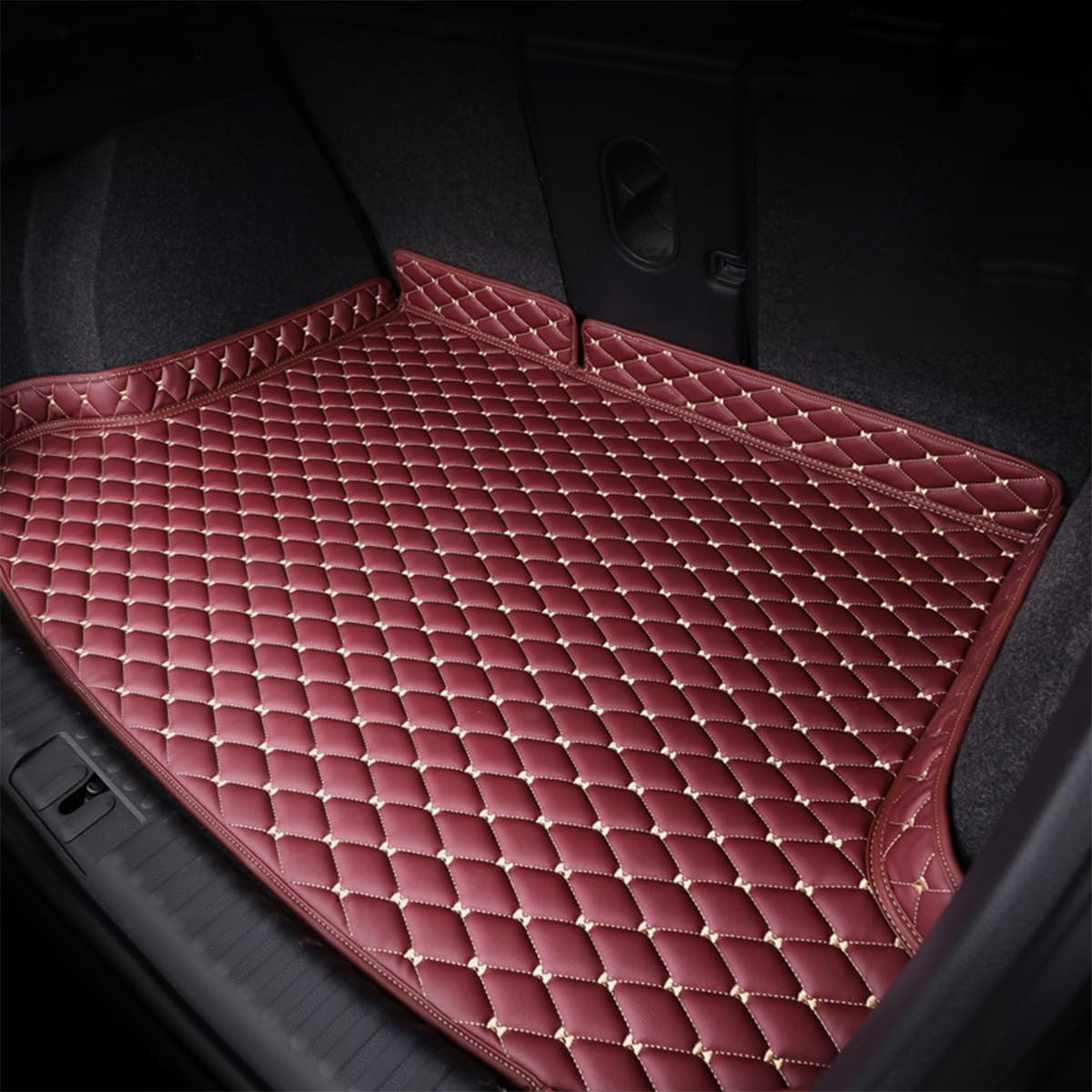 Car Trunk Mat for Nissan  2011 2012 2013 2014 Anti Slip Wear Resistant Trunk Protection Mat Leather Cargo Liners for All Weather Trunk Accessories,Red