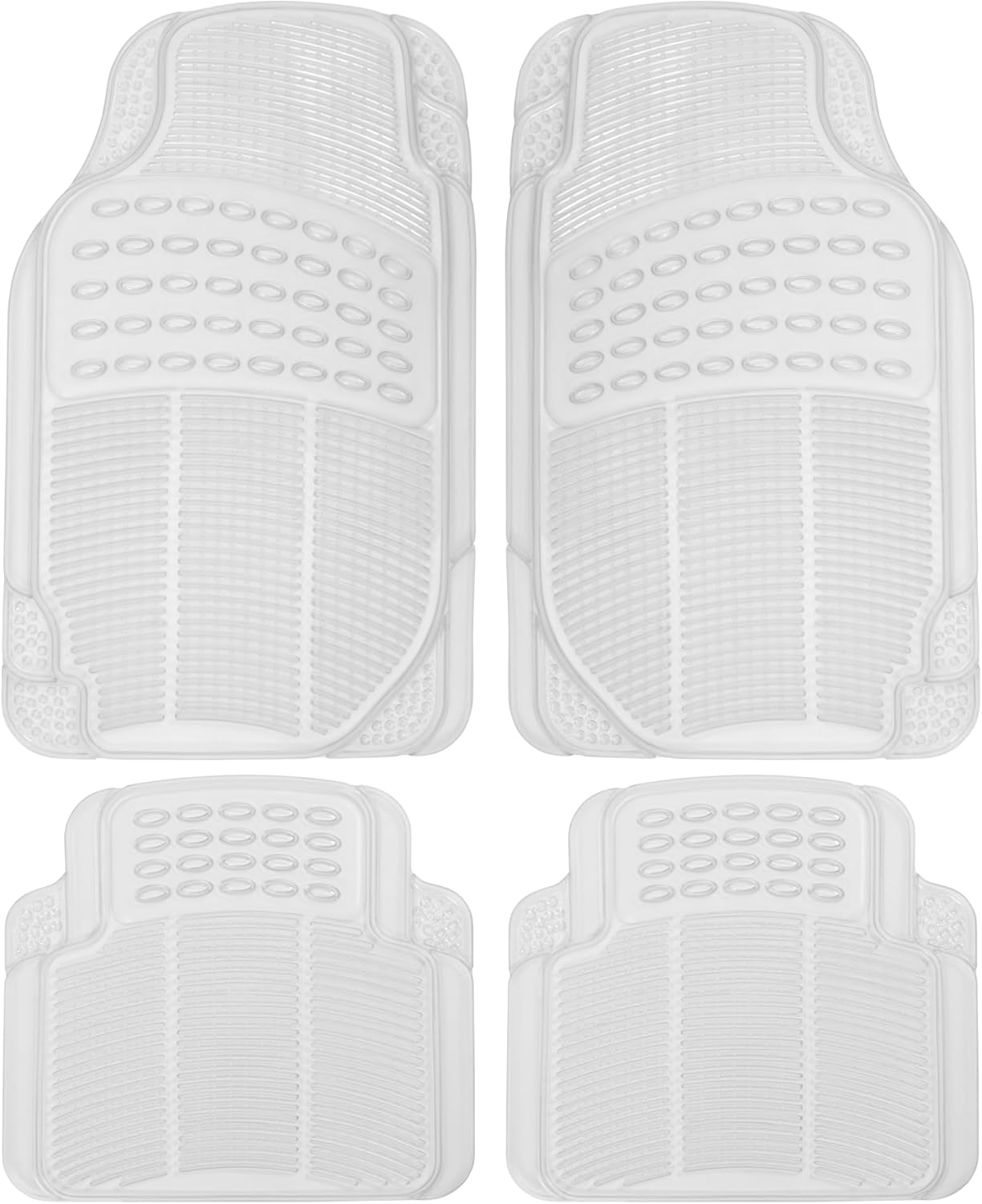 4-Piece Rubber Transparent Clear Floor Mats Heavy Duty for Front & Rear Car Truck Van , All Weather Protection, Universal Fit