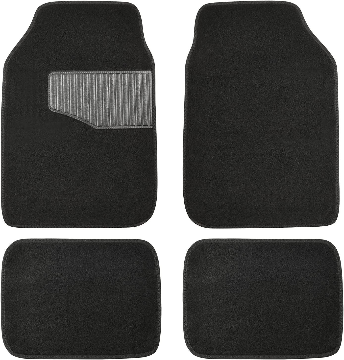 Universal Fit Rubber Carpet Floor Mats For Car  Van & Truck, 4 count (Pack of 1), Black, 25"L x 17.5"W (Front), 13"L x 17.5"W(Rear)
