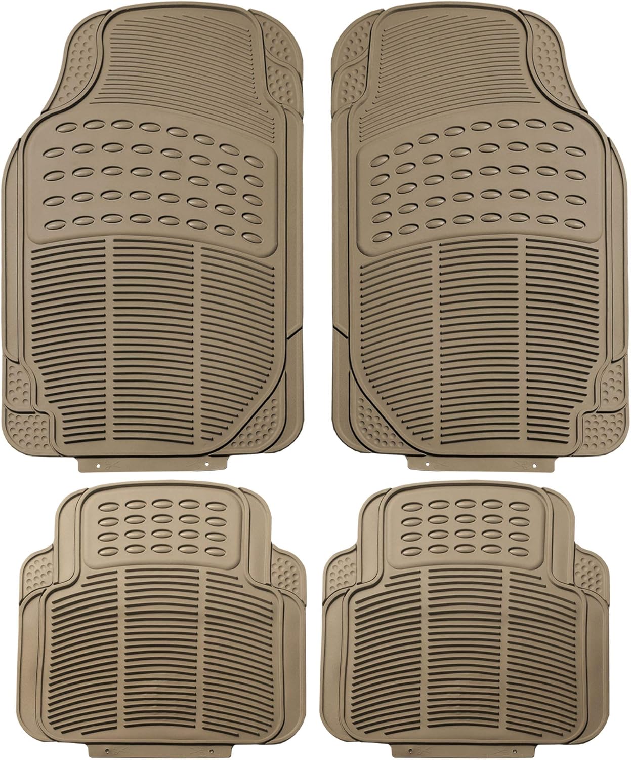 Automotive Floor Mats - Heavy-Duty Rubber Floor Mats for Cars, Universal Fit Full Set,  Floor Mats, Trimmable Floor Mats For Most Sedan, , Truck Floor Mats Beige