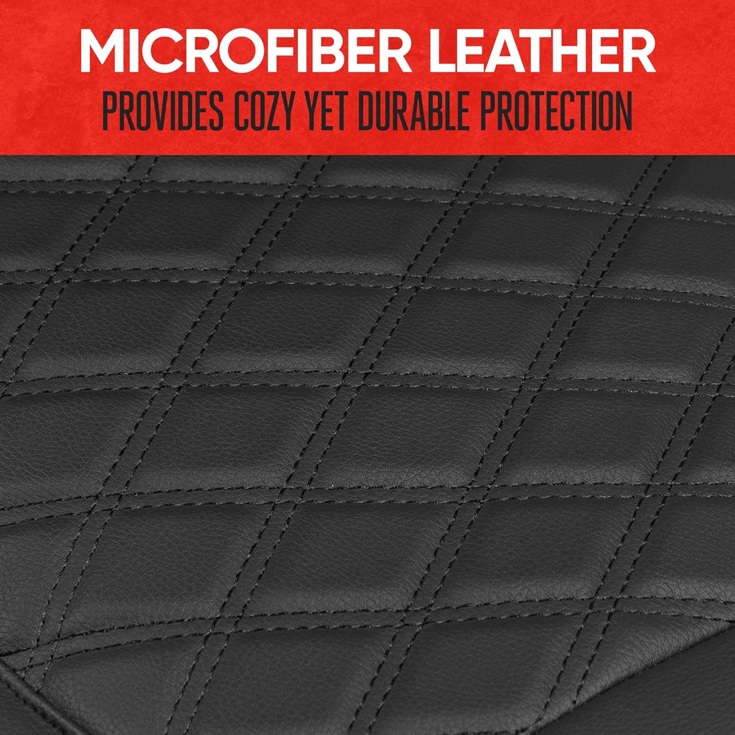 Car Seat Cushion, 2 Pack - Diamond Stitched Faux Leather Seat Covers for Cars Trucks SUV, Black Padded Car Seat Covers with Storage Pockets, Premium Automotive Seat Covers for Front Seats