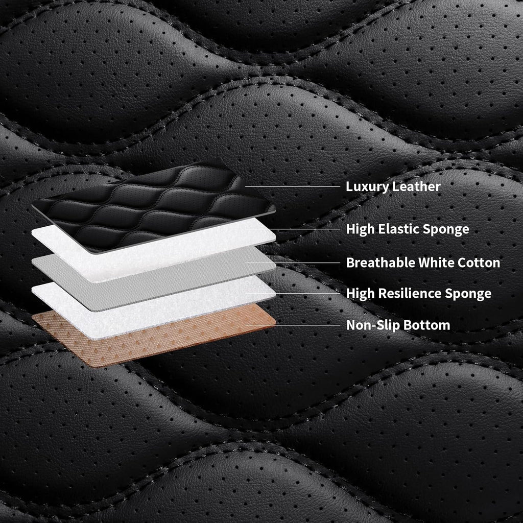 Luxury Faux Leather Car Seat Cover Front Bottom Seat Cushion Cover, Anti-Slip and Wrap Around The Bottom, Universal Fit for Most Cars, Black Car Interior Accessories - 1 Pieces