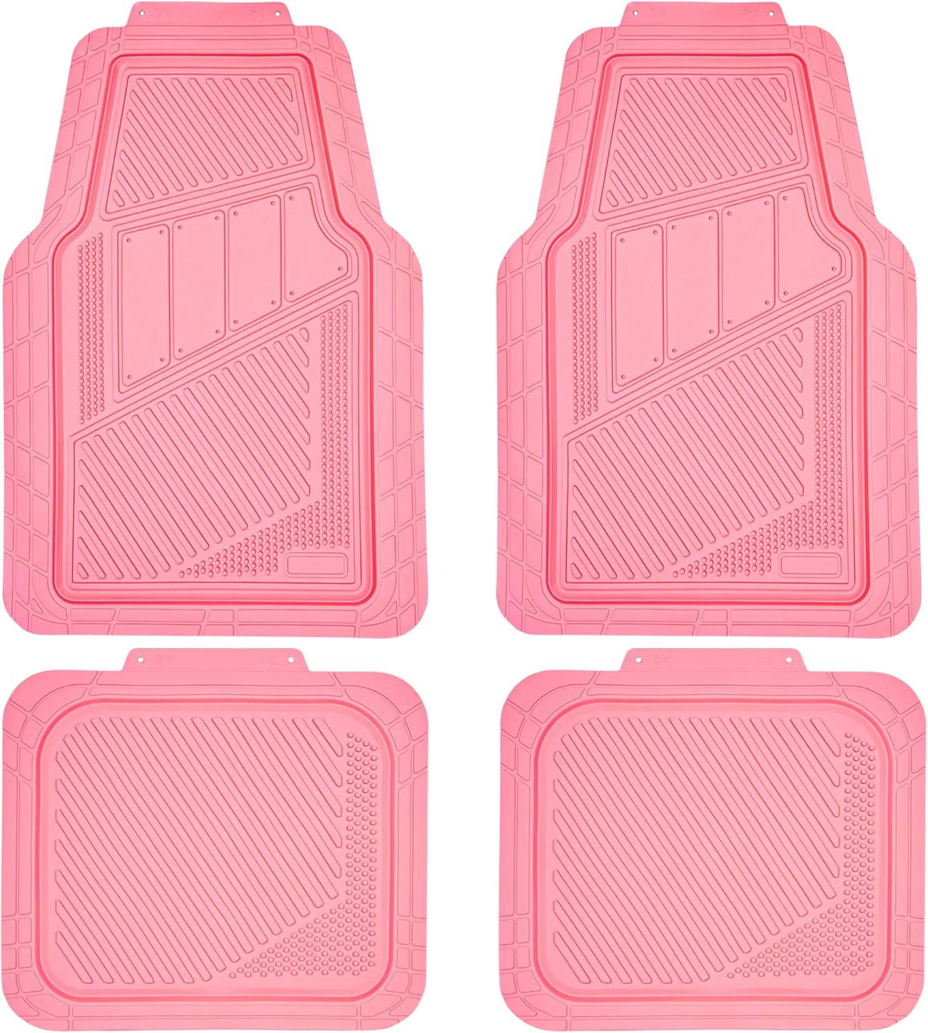 Heavy Duty Rubber Floor Mats 4-Piece Pink Car Mats Full Set - Universal Waterproof Floor Mats for Car  Truck, Durable All Weather Floor Mats Automotive，Car Mats for Women,Girly(All Pink)