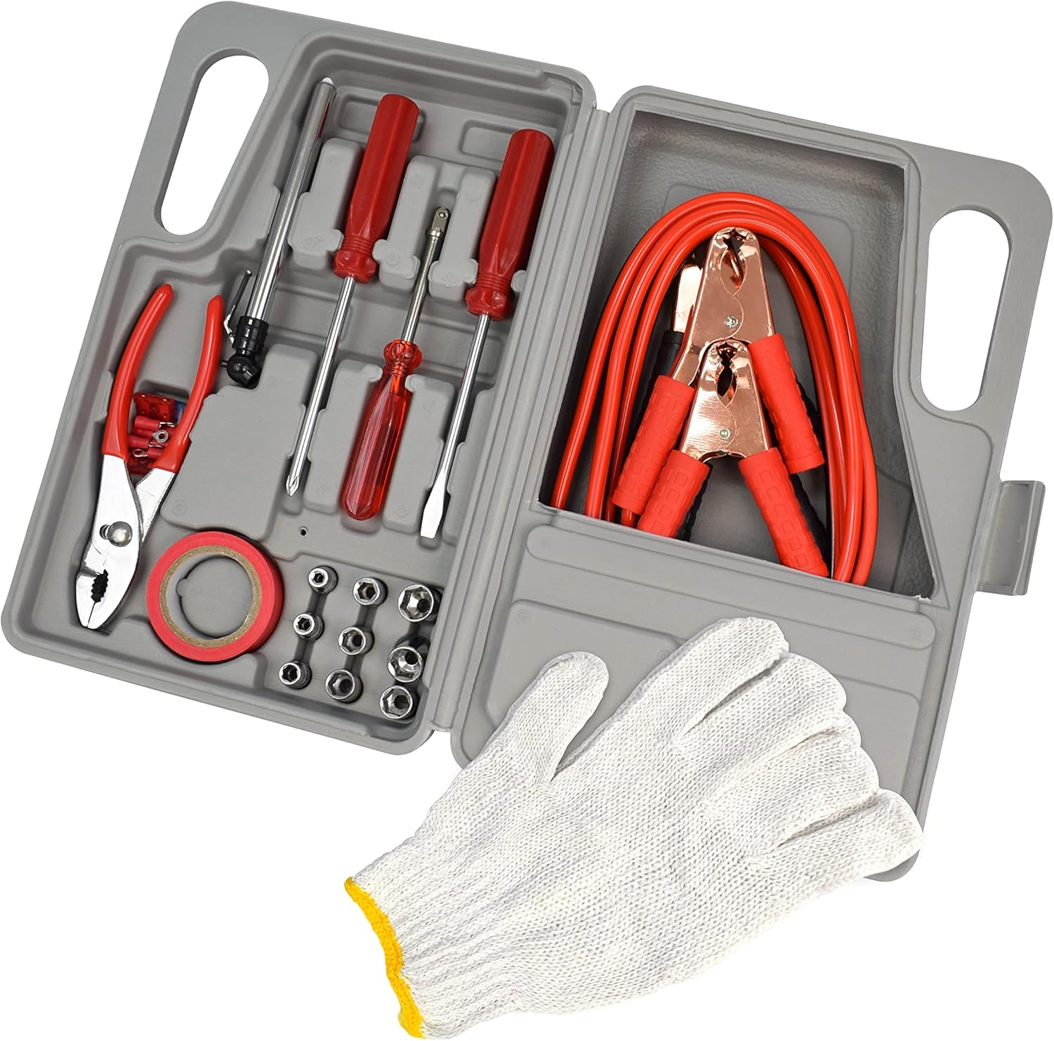 Gray 31-Piece Auto Roadside Emergency Tool Kit